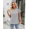 imageBlooming Jelly Womens Dressy Casual Tops Ruffle Short Sleeve V Neck Shirts Elegant Business Work BlouseWhtie Striped