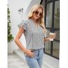 imageBlooming Jelly Womens Dressy Casual Tops Ruffle Short Sleeve V Neck Shirts Elegant Business Work BlouseWhtie Striped