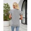 imageBlooming Jelly Womens Dressy Casual Tops Ruffle Short Sleeve V Neck Shirts Elegant Business Work BlouseWhtie Striped