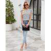 imageBlooming Jelly Womens Dressy Casual Tops Ruffle Short Sleeve V Neck Shirts Elegant Business Work BlouseWhtie Striped