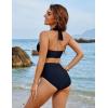 imageBlooming Jelly Womens High Waisted Bikini Sets Colorblock Tummy Control Swimsuits V Neck Halter Bathing SuitBlack