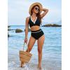 imageBlooming Jelly Womens High Waisted Bikini Sets Colorblock Tummy Control Swimsuits V Neck Halter Bathing SuitBlack