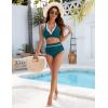 imageBlooming Jelly Womens High Waisted Bikini Sets Colorblock Tummy Control Swimsuits V Neck Halter Bathing SuitBlue Green