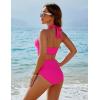 imageBlooming Jelly Womens High Waisted Bikini Sets Colorblock Tummy Control Swimsuits V Neck Halter Bathing SuitHot Pink