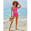 imageBlooming Jelly Womens High Waisted Bikini Sets Colorblock Tummy Control Swimsuits V Neck Halter Bathing SuitHot Pink