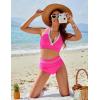 imageBlooming Jelly Womens High Waisted Bikini Sets Colorblock Tummy Control Swimsuits V Neck Halter Bathing SuitHot Pink