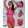 imageBlooming Jelly Womens High Waisted Bikini Sets Colorblock Tummy Control Swimsuits V Neck Halter Bathing SuitHot Pink