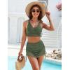imageBlooming Jelly Womens High Waisted Bikini Sets Swim Skirt Mesh Swim Suits 2025 2 Piece Tummy Control Bathing SuitsArmy Green