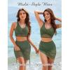 imageBlooming Jelly Womens High Waisted Bikini Sets Swim Skirt Mesh Swim Suits 2025 2 Piece Tummy Control Bathing SuitsArmy Green