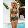 imageBlooming Jelly Womens High Waisted Bikini Sets UWire Cutout Swim Skirt Mesh Sarong Wraps Swim Suits 2025 Bathing SuitArmy Green