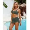 imageBlooming Jelly Womens High Waisted Bikini Sets UWire Cutout Swim Skirt Mesh Sarong Wraps Swim Suits 2025 Bathing SuitArmy Green