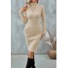 imageBlooming Jelly Womens Long Sleeve Sweater Dress Fall Turtleneck Midi Bodycon Knit Pullover Sweaters DressesApricot