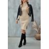 imageBlooming Jelly Womens Long Sleeve Sweater Dress Fall Turtleneck Midi Bodycon Knit Pullover Sweaters DressesApricot