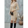 imageBlooming Jelly Womens Long Sleeve Sweater Dress Fall Turtleneck Midi Bodycon Knit Pullover Sweaters DressesApricot