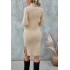 imageBlooming Jelly Womens Long Sleeve Sweater Dress Fall Turtleneck Midi Bodycon Knit Pullover Sweaters DressesApricot