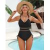 imageBlooming Jelly Womens One Piece Swimsuit Mesh Tummy Control Bathing Suits Drawstring Metal Swim Suit 2025Black