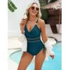 imageBlooming Jelly Womens One Piece Swimsuit Mesh Tummy Control Bathing Suits Drawstring Metal Swim Suit 2025Blue Green