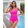 imageBlooming Jelly Womens One Piece Swimsuit Mesh Tummy Control Bathing Suits Drawstring Metal Swim Suit 2025Hot Pink