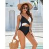 imageBlooming Jelly Womens One Piece Swimsuit Sexy Tummy Control Bathing Suit Cute Color Block Cheeky Ladies Monokini SwimwearBlack  White