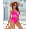 imageBlooming Jelly Womens One Piece Swimsuit Sexy Tummy Control Bathing Suit Cute Color Block Cheeky Ladies Monokini SwimwearHot Pink