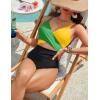 imageBlooming Jelly Womens One Piece Swimsuit Sexy Tummy Control Bathing Suit Cute Color Block Cheeky Ladies Monokini SwimwearJamaica
