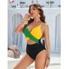imageBlooming Jelly Womens One Piece Swimsuit Sexy Tummy Control Bathing Suit Cute Color Block Cheeky Ladies Monokini SwimwearJamaica