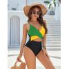 imageBlooming Jelly Womens One Piece Swimsuit Sexy Tummy Control Bathing Suit Cute Color Block Cheeky Ladies Monokini SwimwearJamaica