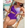 imageBlooming Jelly Womens One Piece Swimsuit Sexy Tummy Control Bathing Suit Cute Color Block Cheeky Ladies Monokini SwimwearPurple