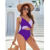 imageBlooming Jelly Womens One Piece Swimsuit Sexy Tummy Control Bathing Suit Cute Color Block Cheeky Ladies Monokini SwimwearPurple