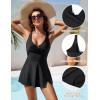 imageBlooming Jelly Womens One Piece Swimsuit Tummy Control Swim Dress Plus Size Split Skirt Modest Bathing SuitBlack
