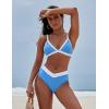 imageBlooming Jelly Womens Sexy Bikini Triangle Two Piece Swimsuit Color Block High Cut Bathing SuitsBlue