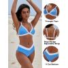 imageBlooming Jelly Womens Sexy Bikini Triangle Two Piece Swimsuit Color Block High Cut Bathing SuitsBlue