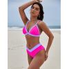 imageBlooming Jelly Womens Sexy Bikini Triangle Two Piece Swimsuit Color Block High Cut Bathing SuitsHot Pink