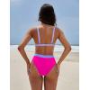 imageBlooming Jelly Womens Sexy Bikini Triangle Two Piece Swimsuit Color Block High Cut Bathing SuitsHot Pink