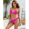 imageBlooming Jelly Womens String Bikini Sets Sexy Two Piece Swimsuits Cheeky Color Block Bathing Suits Triangle SwimwearHot Pink
