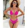 imageBlooming Jelly Womens String Bikini Sets Sexy Two Piece Swimsuits Cheeky Color Block Bathing Suits Triangle SwimwearHot Pink