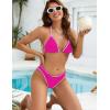 imageBlooming Jelly Womens String Bikini Sets Sexy Two Piece Swimsuits Cheeky Color Block Bathing Suits Triangle SwimwearHot Pink