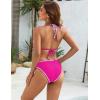 imageBlooming Jelly Womens String Bikini Sets Sexy Two Piece Swimsuits Cheeky Color Block Bathing Suits Triangle SwimwearHot Pink