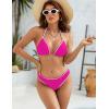 imageBlooming Jelly Womens String Bikini Sets Sexy Two Piece Swimsuits Cheeky Color Block Bathing Suits Triangle SwimwearHot Pink