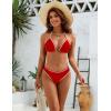 imageBlooming Jelly Womens String Bikini Sets Sexy Two Piece Swimsuits Cheeky Color Block Bathing Suits Triangle SwimwearRed