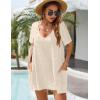 imageBlooming Jelly Womens Swimsuit Coverup Short Sleeve Bathing Suit Cover ups Swiss Polka Dot Summer Dresses 2025Beige
