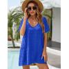 imageBlooming Jelly Womens Swimsuit Coverup Short Sleeve Bathing Suit Cover ups Swiss Polka Dot Summer Dresses 2025Blue