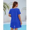 imageBlooming Jelly Womens Swimsuit Coverup Short Sleeve Bathing Suit Cover ups Swiss Polka Dot Summer Dresses 2025Blue
