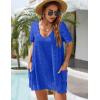imageBlooming Jelly Womens Swimsuit Coverup Short Sleeve Bathing Suit Cover ups Swiss Polka Dot Summer Dresses 2025Blue