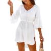 imageBlooming Jelly Women Bathing Suit Cover Ups V Neck Swimsuit Coverups Bell Sleeve Swimwear Cover up Summer Beach DressXL White44