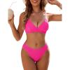 imageBlooming Jelly Women Sexy V Neck Triangle Bikini Sets Cheeky High Cut Two Piece Swimsuit Spaghetti Straps Bathing SuitBright Pink
