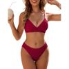 imageBlooming Jelly Women Sexy V Neck Triangle Bikini Sets Cheeky High Cut Two Piece Swimsuit Spaghetti Straps Bathing SuitRed