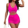 imageBlooming Jelly Womens High Waisted Bikini Sets Swim Skirt Mesh Swim Suits 2025 2 Piece Tummy Control Bathing SuitsHot Pink