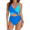 imageBlooming Jelly Womens One Piece Swimsuit Sexy Tummy Control Bathing Suit Cute Color Block Cheeky Ladies Monokini SwimwearLight Blue