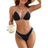 imageBlooming Jelly Womens String Bikini Sets Sexy Two Piece Swimsuits Cheeky Color Block Bathing Suits Triangle SwimwearBlack
